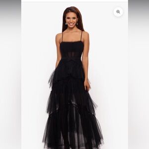 Betsy and Adam Jasmine spaghetti strap mesh corset dress